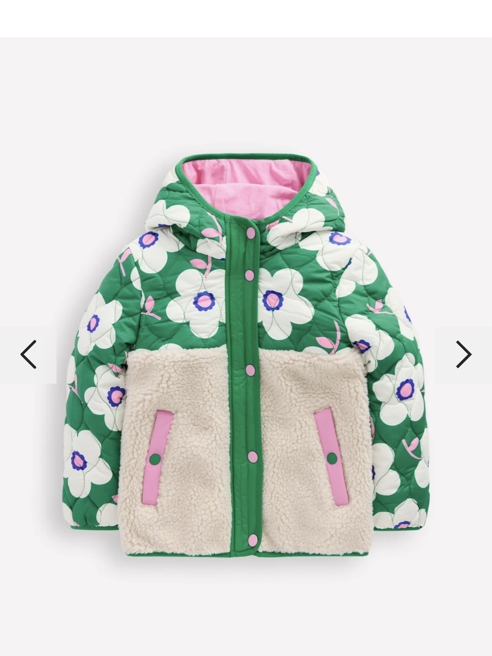 NWT Mini Boden Kids' Mixed Media Hooded Jacket Size 6-7